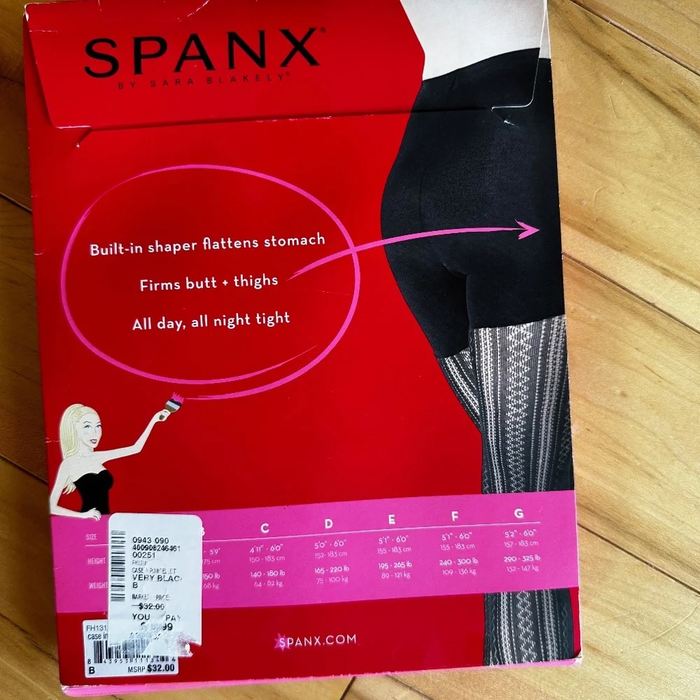 SPANX Black Patterned Tights- Case in‎ Pointelle NWT